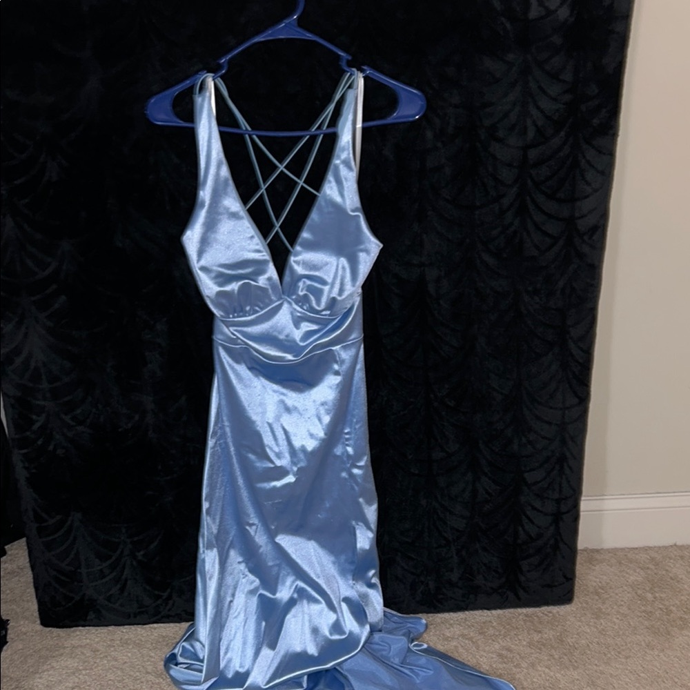 Elegant Blue Satin Dress